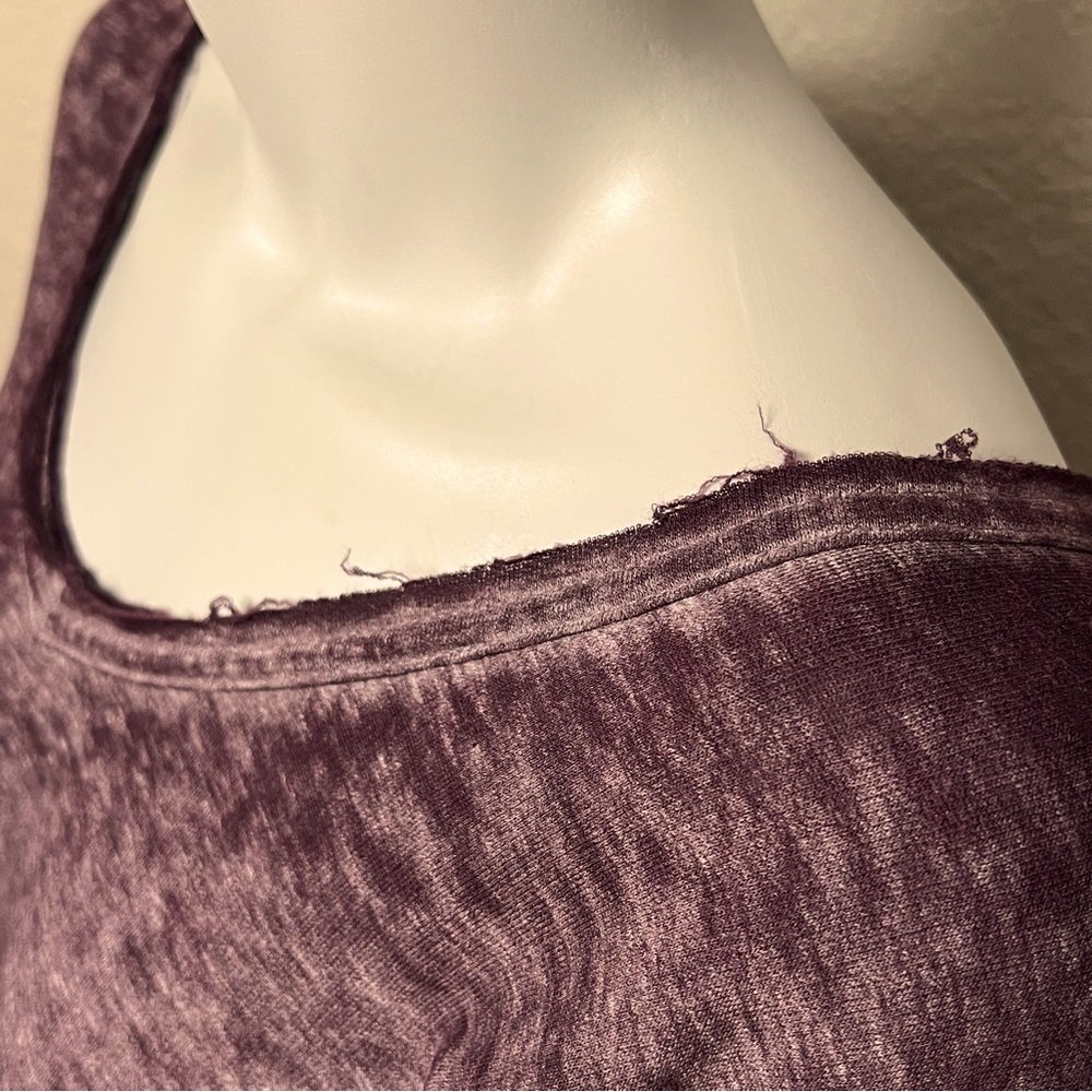 Free People Eggplant Distressed Long Sleeve Jersey Sweater W/ Tuxedo Tail - Picture 7 of 11